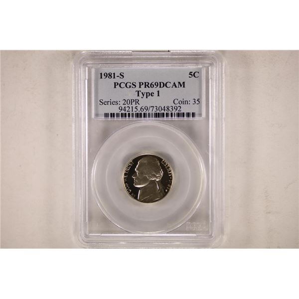 1981-S TYPE I JEFFERSON NICKEL PCGS PR69 DCAM