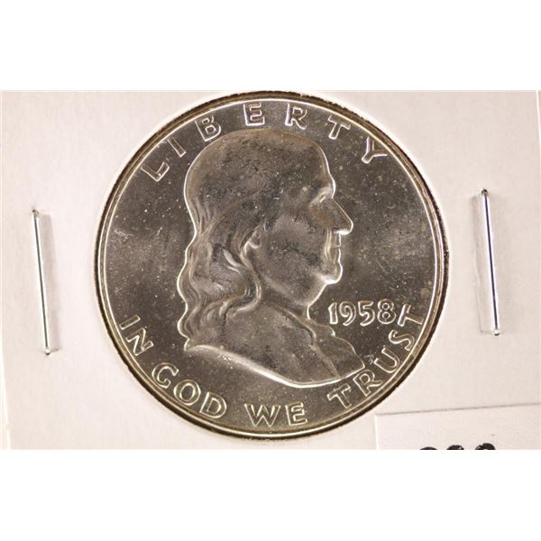 1958-D SILVER FRANKLIN HALF DOLLAR BRILLIANT UNC