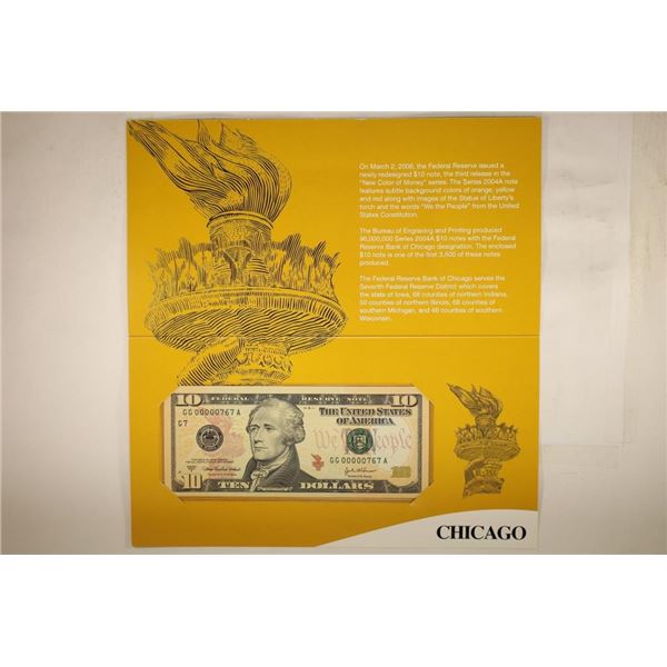 2004-A $10 FRN CHICAGO CRISP UNC WITH LOW SERIAL