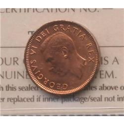 1951 Canadian 1 Cent ICCS MS-65 Red