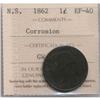 Image 1 : 1862 Nova Scotia one cent ICCS EF-40 Key Date