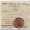 Image 1 : 1941 Newfoundland one cent  ICCS MS-64 Red