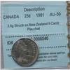 Image 1 : 1981 Canadian Twenty Five Cent Error on a New Zealand Coin