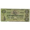 Image 1 : 1860 La Banque Nationale $2 Chartered Banknote