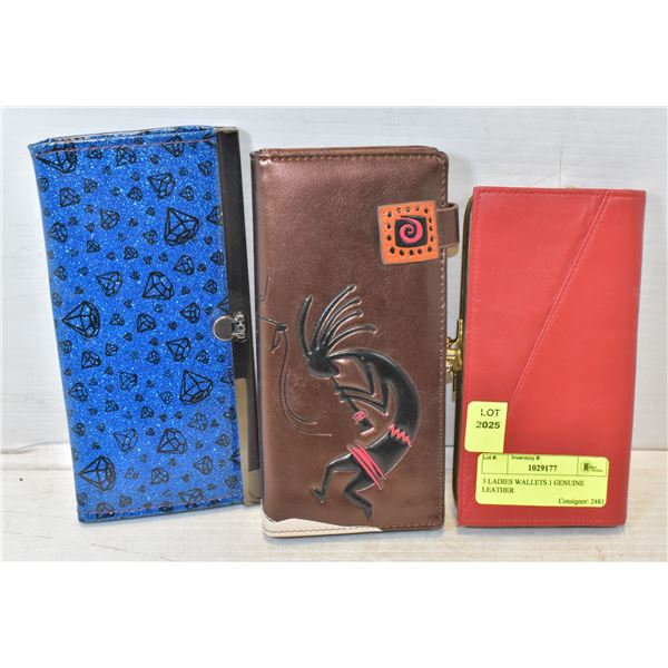 3 LADIES WALLETS 1 GENUINE LEATHER