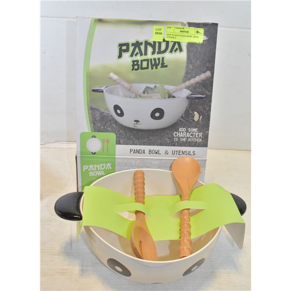NEW IN BOX PANDA BOWL WITH UTENSILS