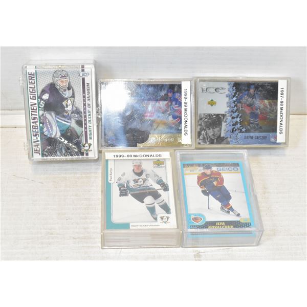 5 HOCKEY CARD SETS IN PLASTIC CASES