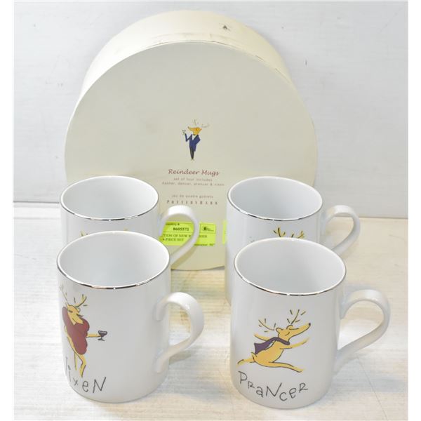 COLLECTION OF NEW REINDEER MUGS - 4-PIECE SET