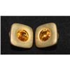 Image 1 : CLIP ON EARRINGS GOLD AND AMBER COLOR GLASS