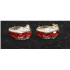 Image 1 : PIERCED EARRINGS RED AND CLEAR CRYSTAL GLASS