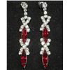 Image 1 : PIERCED EARRINGS RED AND CRYSTAL GLASS