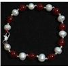 Image 1 : #32-FRESH WATER PEARL & RED JADE BRACELET