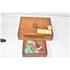 Image 1 : 2 SMALL WOODEN TRINKET BOXES TUCAN AND SAILING