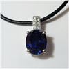 BZ604-95 SILVER CREATED SAPPHIRE AND CZ  NECKLACE