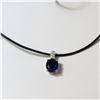 Image 2 : BZ604-95 SILVER CREATED SAPPHIRE AND CZ  NECKLACE