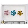 Image 1 : 3 NEW RHINESTONE FLOWER BROOCHES. GOLD, BLUE,