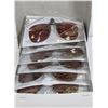 Image 1 : BOX OF AMBER COLOR CLIP-ON SUNGLASSES.