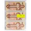 Image 1 : 3 UNCIRCULATED 2 DOLLAR BILLS 1986