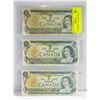 Image 1 : 3 CANADIAN 1 DOLLAR BILLS 1973