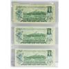 Image 2 : 3 CANADIAN 1 DOLLAR BILLS 1973