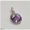 Image 3 : 14K WHITE GOLD AMETHYST AND DIAMOND PENDANT