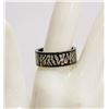 Image 1 : BLACK & SILVER STAMPED STAINLESS STEEL RING SIZE 9