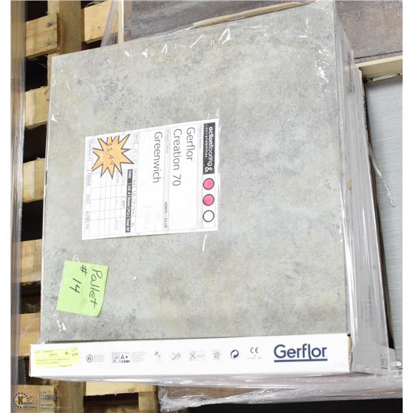 9 BOXES OF 18" X 18" GREENWICH GLUE VINYL FLOORING
