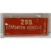Image 1 : 1978 EDMONTON VEHICLE LICENSE PLATE #299