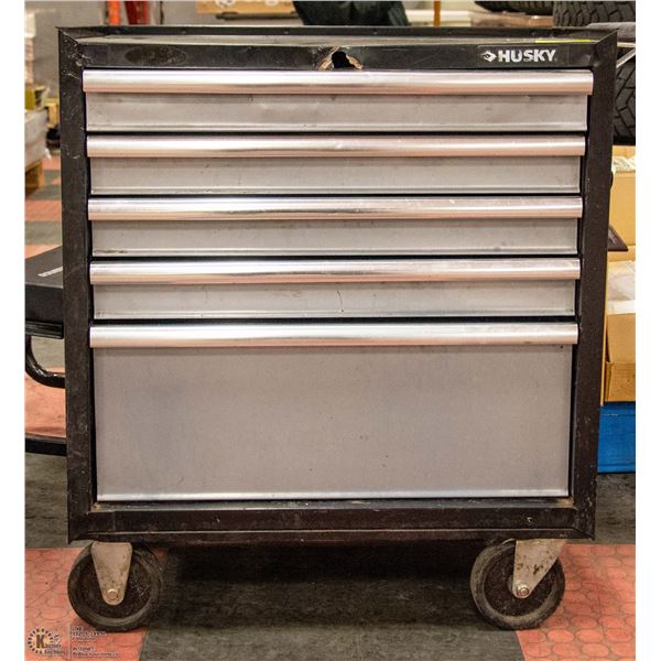 HUSKY TOOL BOX WITH ASSORTED CONTENTS