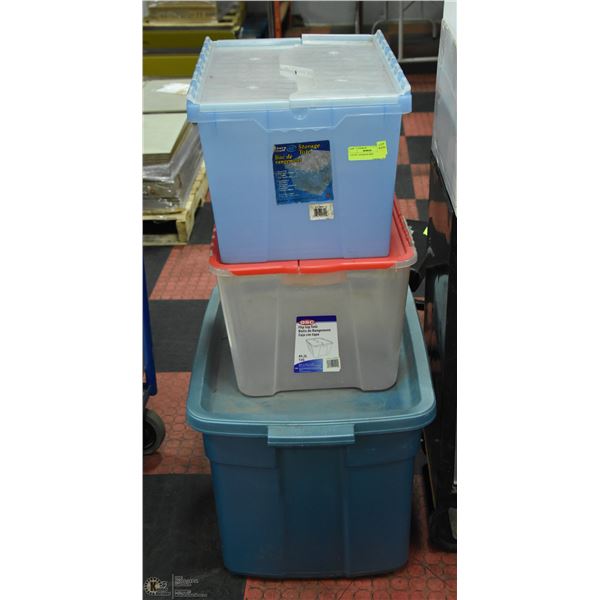 LOT OF 3 STORAGE TOTES