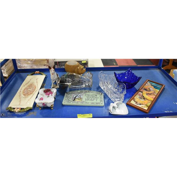 SHELF OF ASSORTED VINTAGE DISHES + DECOR