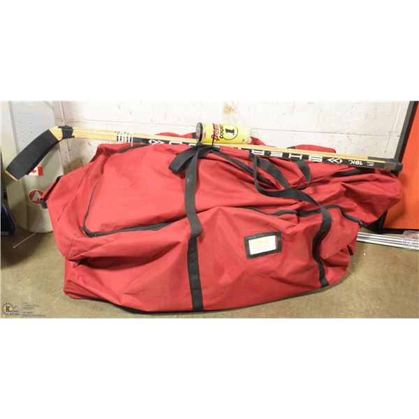 2 SHERWOOD HOCKEY STICKS, TAPED, CAN OF TENNIS