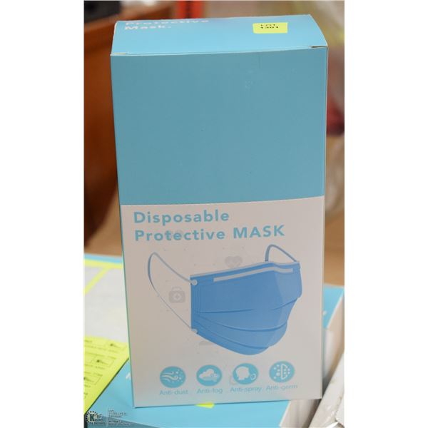 BOX OF NEW INDIVIDUALLY WRAPPED PROTECTIVE MASKS