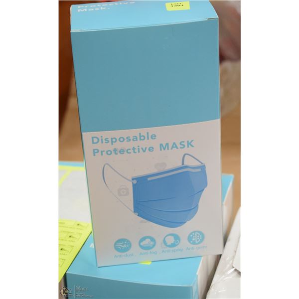 BOX OF NEW INDIVIDUALLY WRAPPED PROTECTIVE MASKS
