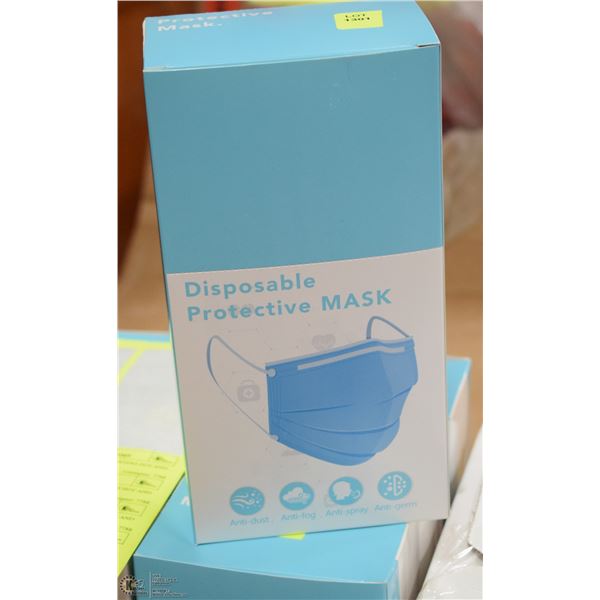 BOX OF NEW INDIVIDUALLY WRAPPED PROTECTIVE MASKS