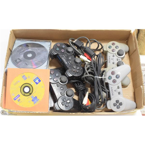 PLAYSTATION CONTROLLERS, POWER SUPPLIES & GAMES