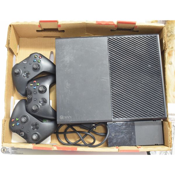 XBOX ONE WITH 3 CONTROLLERS, 7 GAMES & POWER