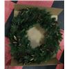 Image 1 : NEW 32 IN PRE LIT MIXED GREENERY WREATH W/ GOLD