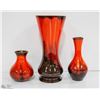 Image 1 : SET OF 3 VASES - 5", 7.5", 11.5" TALL