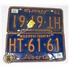 Image 1 : #683 PAIR ALBERTA 1973 LICENCE PLATES HT-61-61