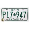 Image 1 : #689 ONTARIO 1973 LICENCE PLATE P17947 CANADA