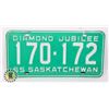 Image 1 : #691  SASKATCHEWAN 1965 "DIAMOND JUBILEE" LICENC
