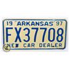 Image 1 : #703  U.S.A.  ARKANSAS 1997 LICENCE PLATE NEW CAR