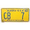 Image 1 : #724 U.S.A. ALASKA 1970 LICENCE PLATE "NORTH TO