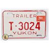 Image 1 : #735  YUKON TRAILER 1985 LICENCE PLATE T-3024