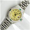Image 2 : Rolex Ladies Stainless Steel Yellow Diamond & Emerald Oyster Perpetual Datejust
