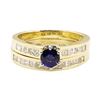 Image 2 : 1.54 ctw Blue Sapphire And Diamond Ring And Band - 14KT Yellow Gold