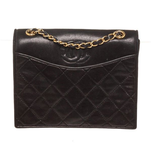 Chanel Black Leather Full Flap Shoulder Bag