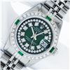 Image 1 : Rolex Ladies Stainless Steel Green Emerald & Diamond Datejust Wristwatch 26MM Wi