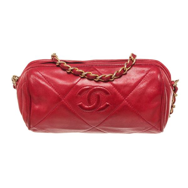 Chanel Red Leather Small Chain Shoulder Bag